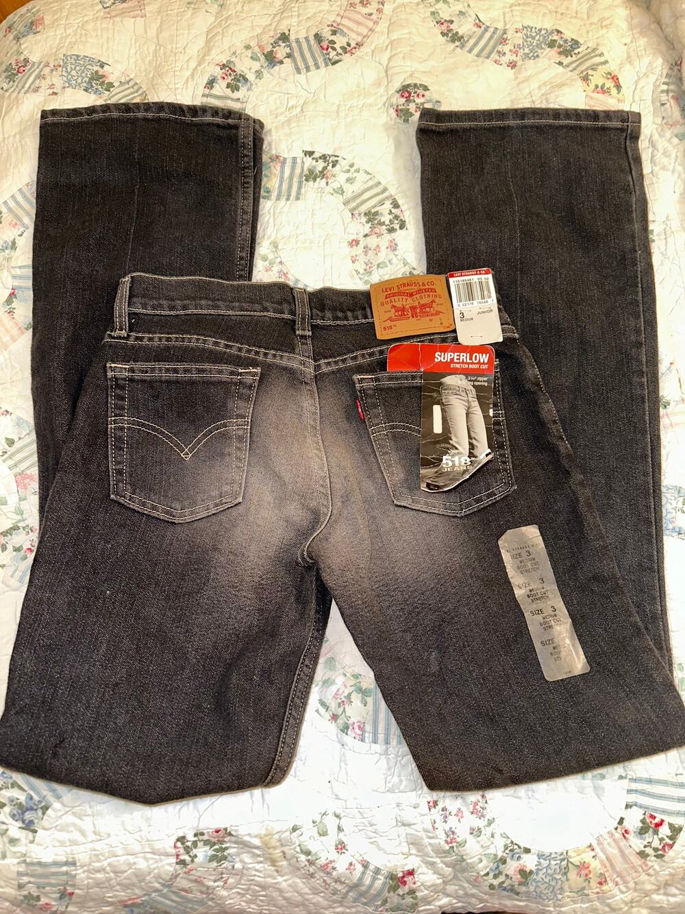 Y2K DEADSTOCK NEW WITH TAG GRAY LEVIS 518 SUPERLOW STRETCH BOOTCUT JEANS 33